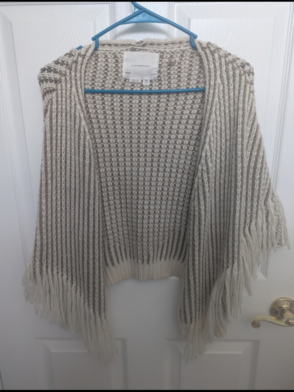 Anthropologie Golden Thread Fringe Cardigan, Like New